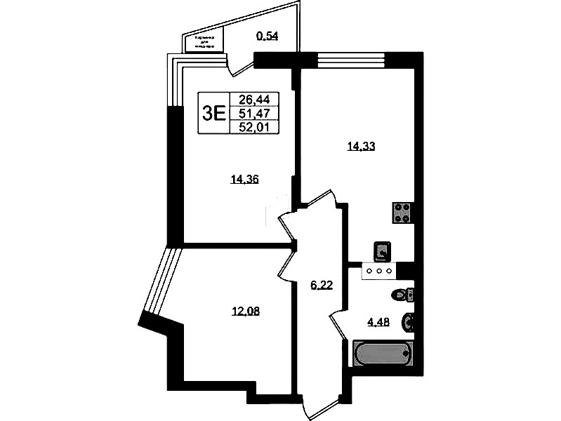 2-комнатная квартира 52.01 м², 6/11 эт., ЖК «VEREN NORT Сертолово»